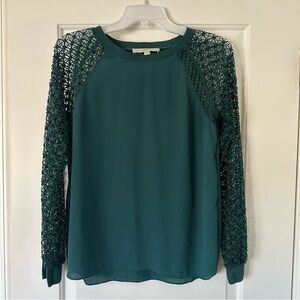 Teal Lace Sleeve Women's Top